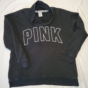 Vintage PINK Black Cowl Neck Sweatshirt, Size Large